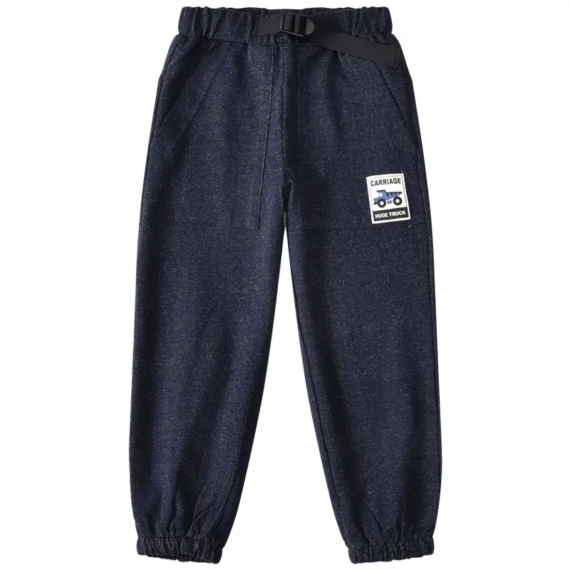 Spring Boys Cotton Terry Pants Navy Blue 100-140 Yards - Image 9