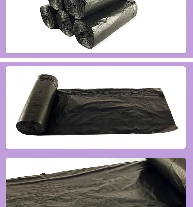 Black Kitchen Disposable Garbage Bags 5 Rolls Medium Size — feature 6