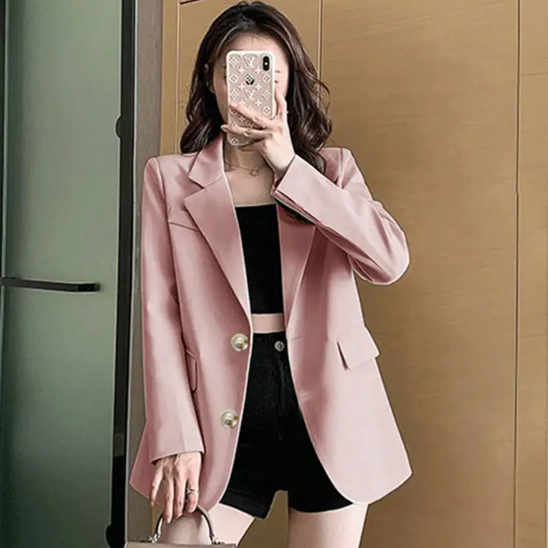 Women Pink Blazer 2026 Korean Style Loose Suit - Image 3