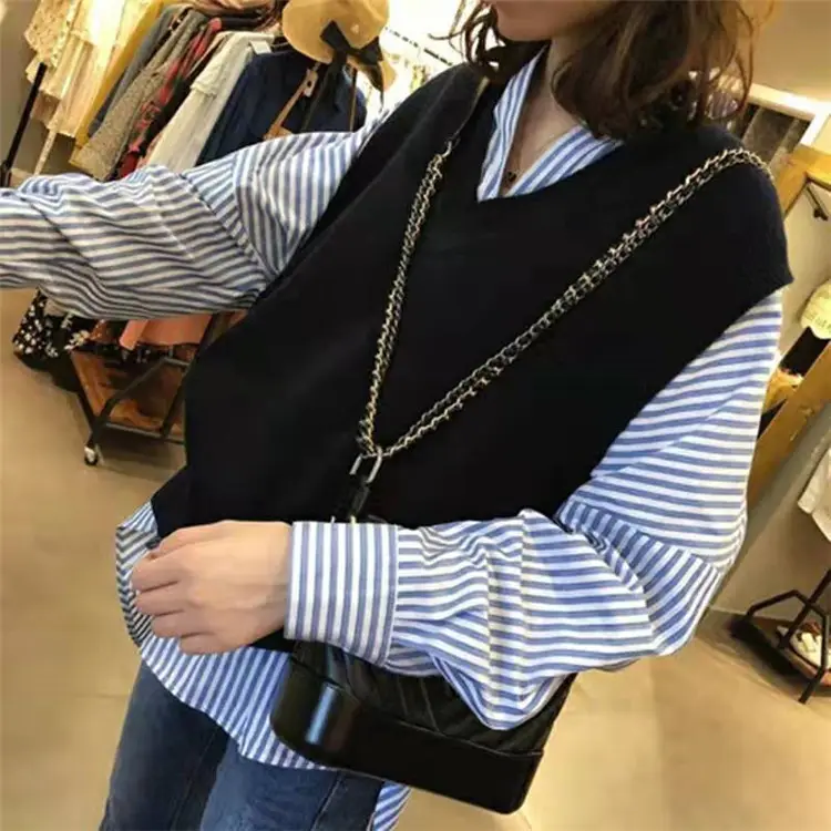 Black Knitted V-Neck Vest for Women 2025 Spring Fall - Image 10