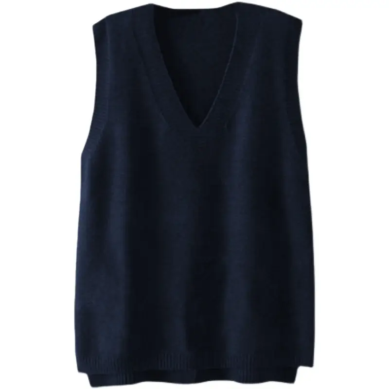 Black Knitted V-Neck Vest for Women 2025 Spring Fall - Image 12