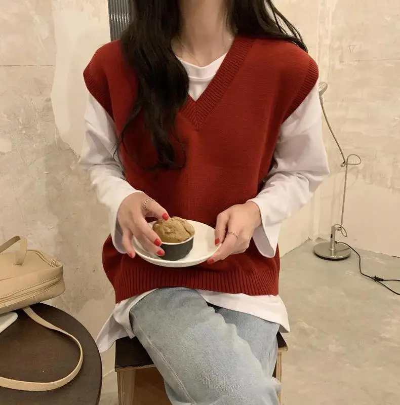 Black Knitted V-Neck Vest for Women 2025 Spring Fall - Image 5
