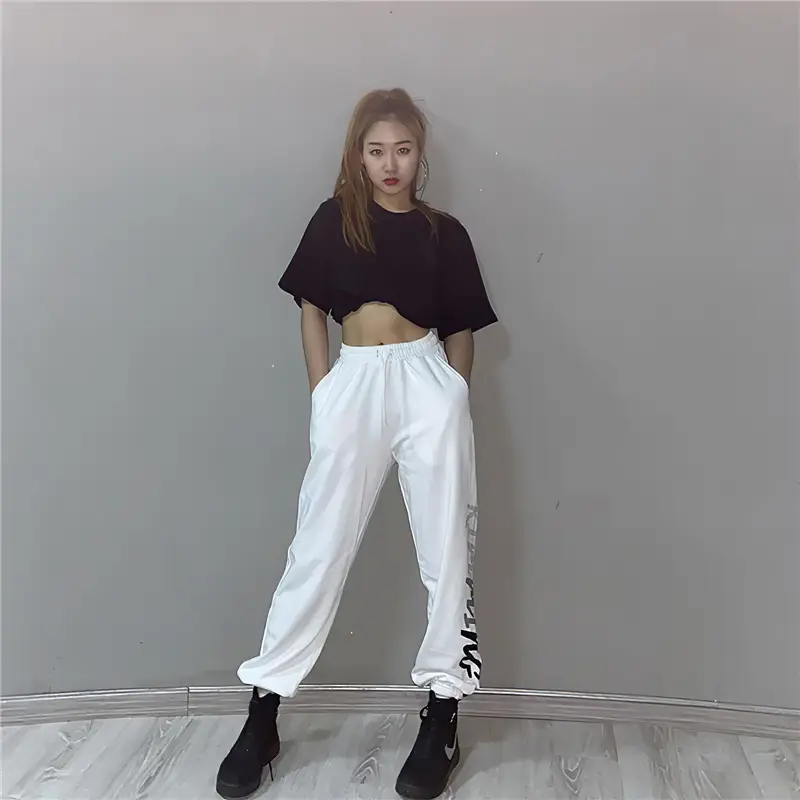Women Printed Sweatpants White High Waist Slim Leg 2025 - Image 4