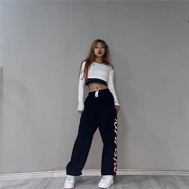 Women Printed Sweatpants White High Waist Slim Leg 2025 - Image 5