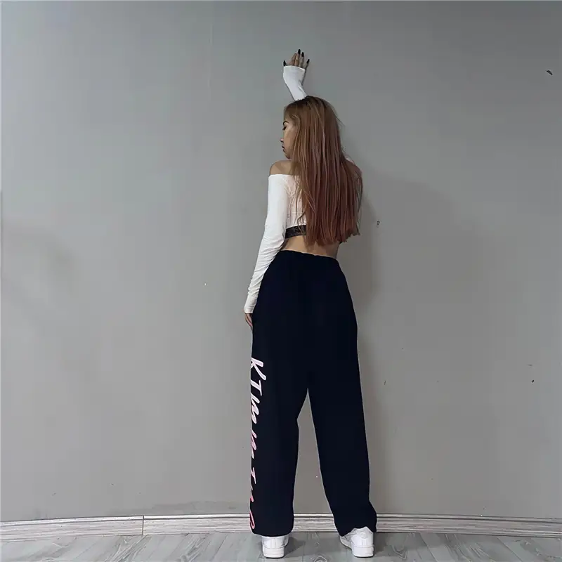 Women Printed Sweatpants White High Waist Slim Leg 2025 - Image 6