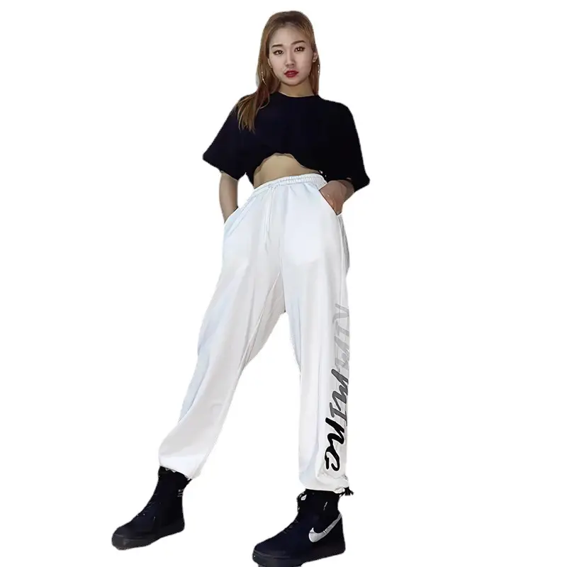 Women Printed Sweatpants White High Waist Slim Leg 2025 - Image 7