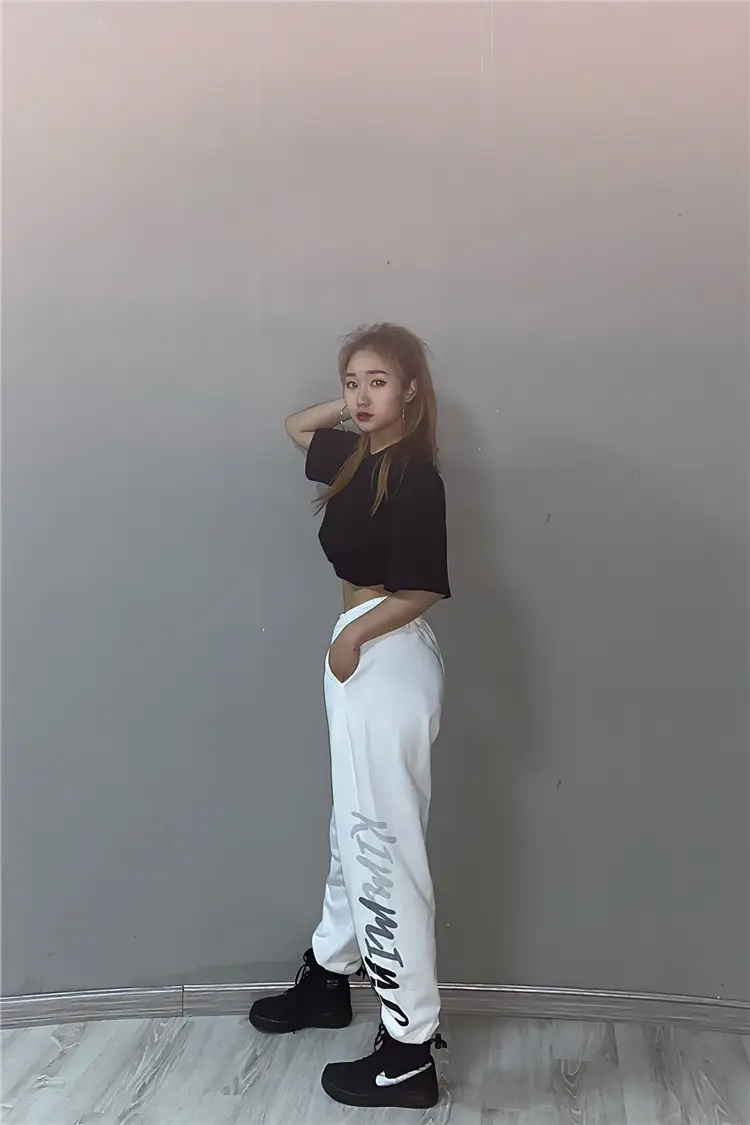 Women Printed Sweatpants White High Waist Slim Leg 2025 — feature 10