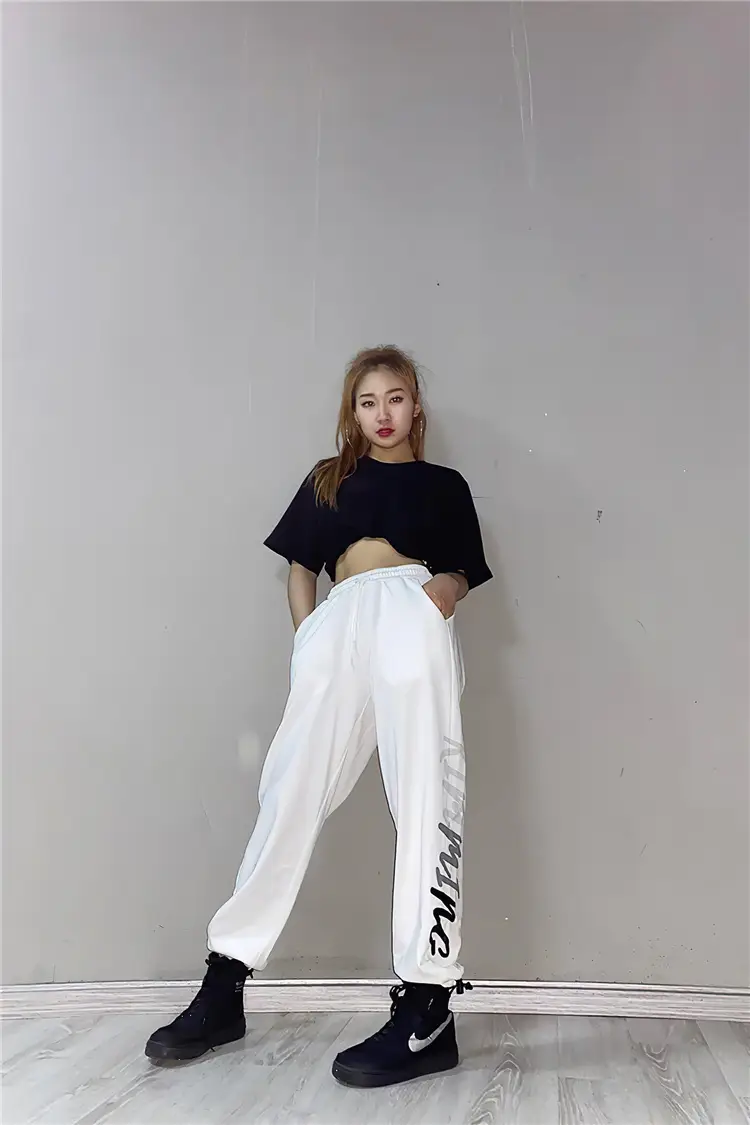Women Printed Sweatpants White High Waist Slim Leg 2025 — feature 11