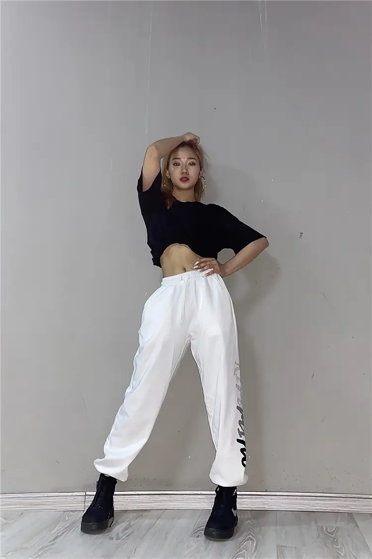 Women Printed Sweatpants White High Waist Slim Leg 2025 — feature 9