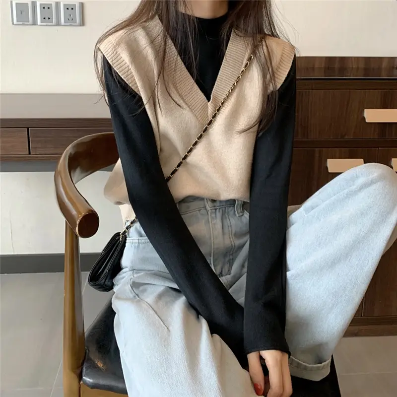 Women Knitted V-Neck Vest 2025 Spring Fall Wear — feature 26