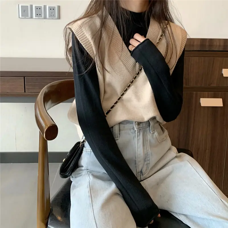 Women Knitted V-Neck Vest 2025 Spring Fall Wear — feature 32