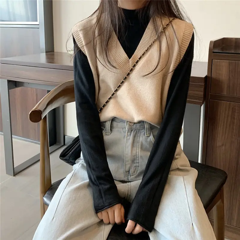 Women Knitted V-Neck Vest 2025 Spring Fall Wear — feature 34