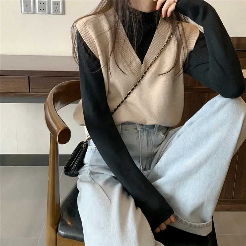 Women Knitted V-Neck Vest 2025 Spring Fall Wear — feature 36