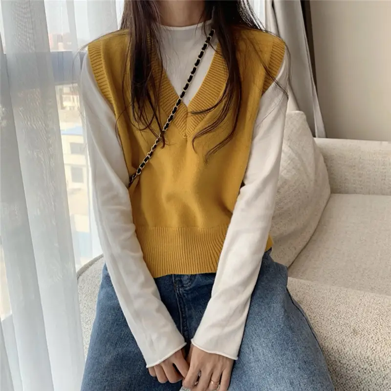 Women Knitted V-Neck Vest 2025 Spring Fall Wear — feature 40