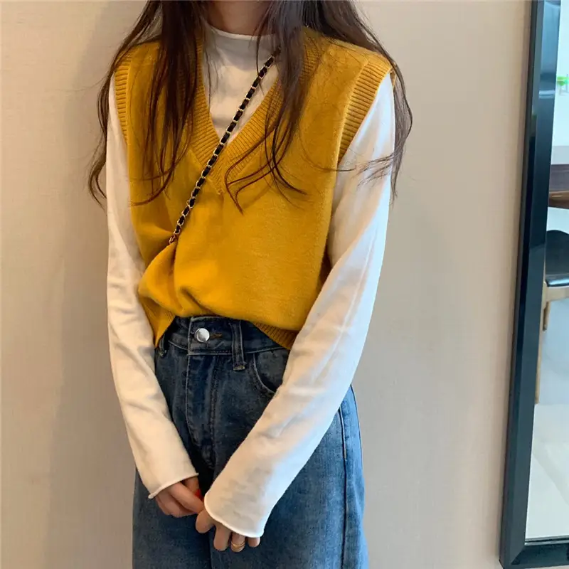Women Knitted V-Neck Vest 2025 Spring Fall Wear — feature 42