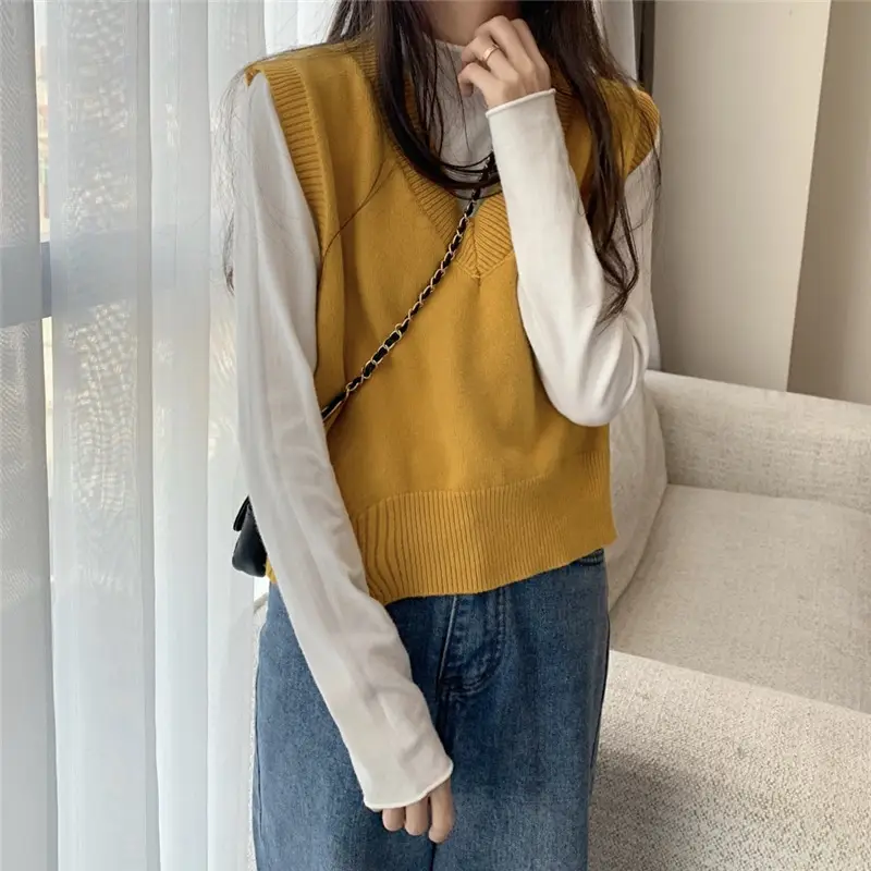 Women Knitted V-Neck Vest 2025 Spring Fall Wear — feature 44