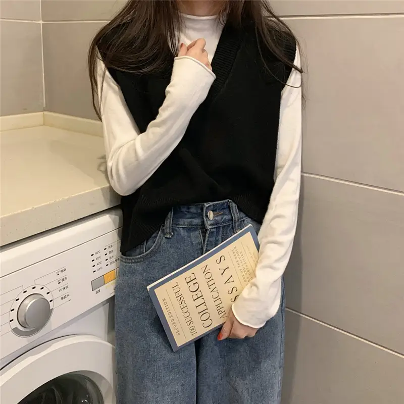 Women Knitted V-Neck Vest 2025 Spring Fall Wear — feature 47