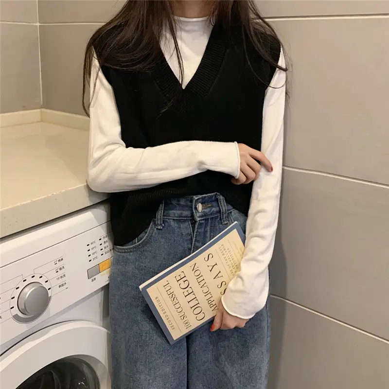 Women Knitted V-Neck Vest 2025 Spring Fall Wear — feature 53