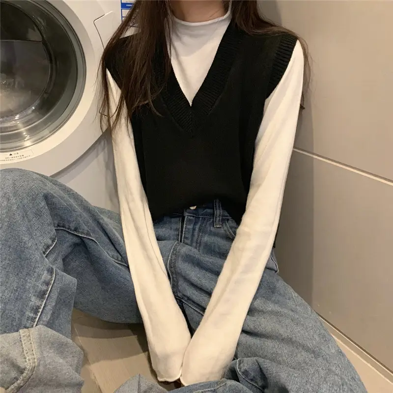 Women Knitted V-Neck Vest 2025 Spring Fall Wear — feature 55