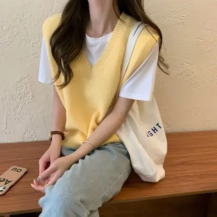 Women Knitted V-Neck Vest 2025 Spring Fall Wear - Image 2