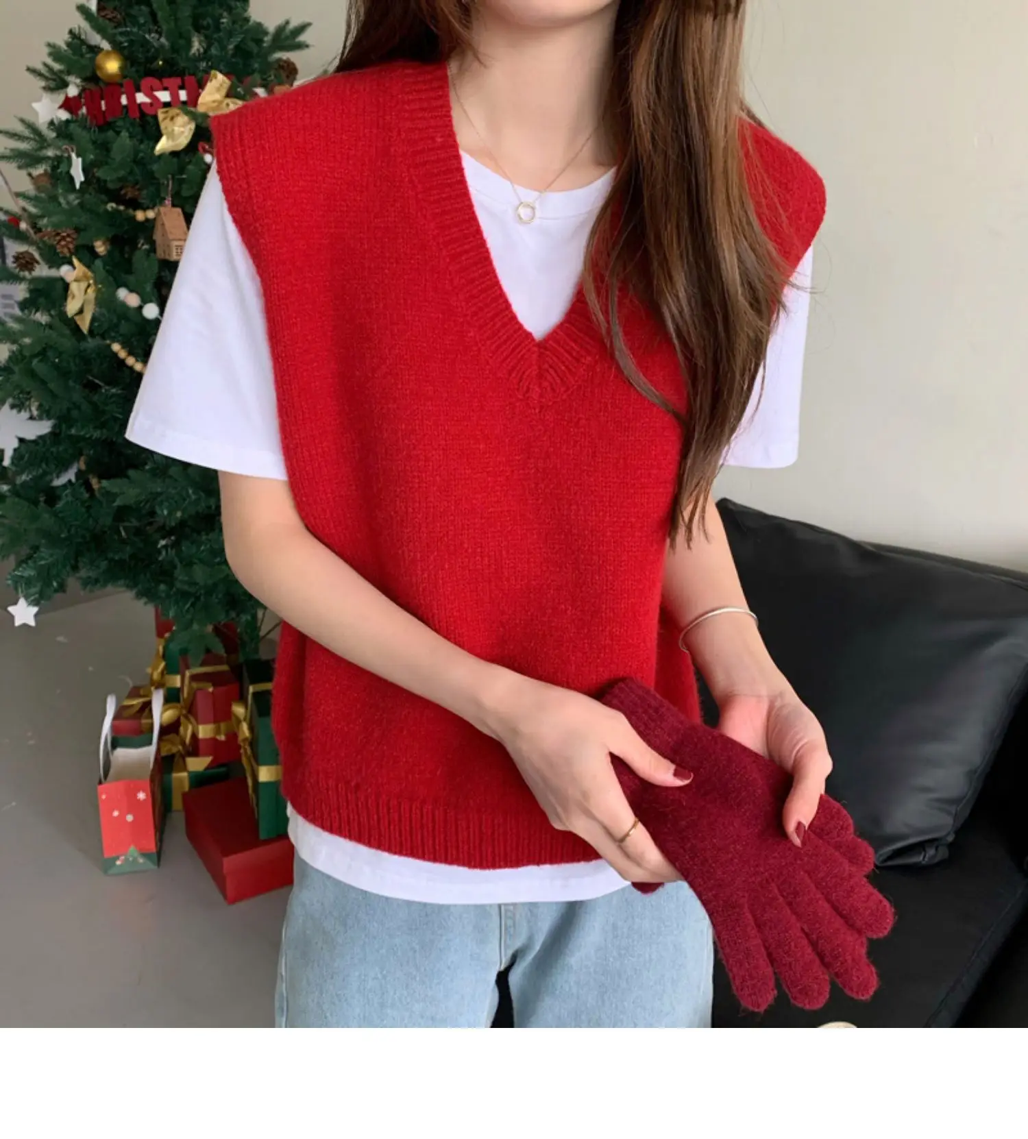 Women Knitted V-Neck Vest 2025 Spring Fall Wear - Image 6