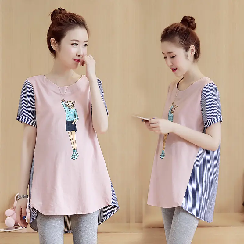 2023 Spring Pregnant Women Striped Top Short Sleeve - Image 6