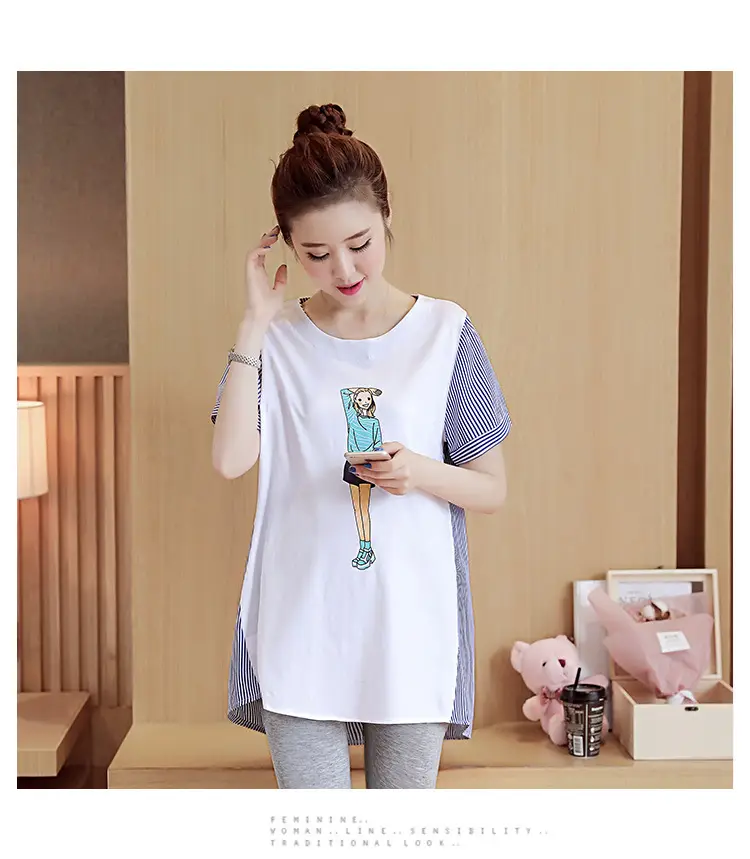 2023 Spring Pregnant Women Striped Top Short Sleeve — feature 10