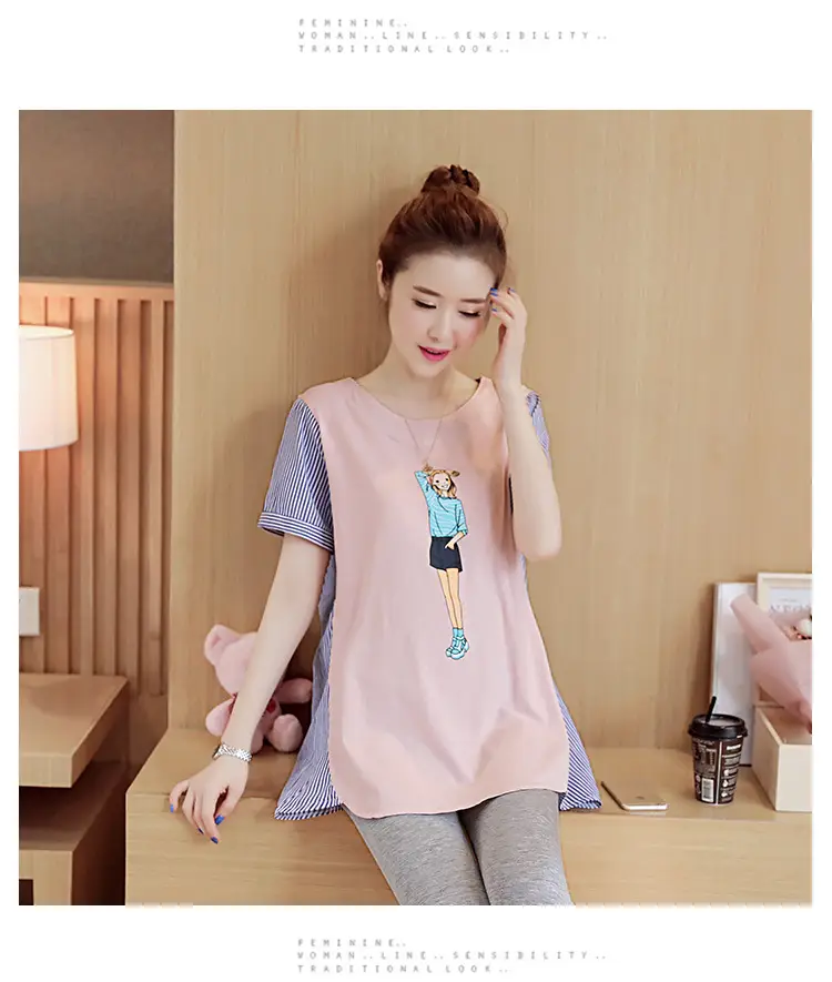 2023 Spring Pregnant Women Striped Top Short Sleeve — feature 14