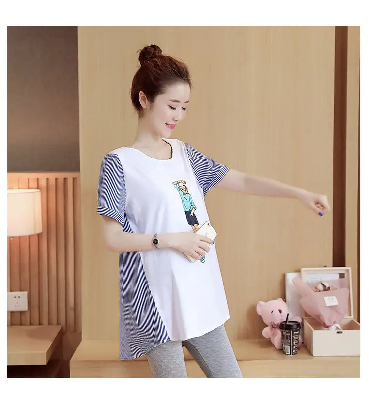 2023 Spring Pregnant Women Striped Top Short Sleeve — feature 9