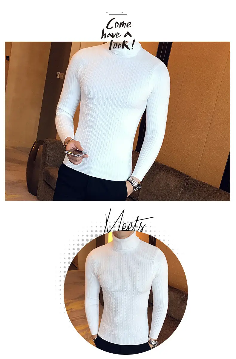 Men Maroon Knitted Turtleneck Sweater Fall Winter — feature 14
