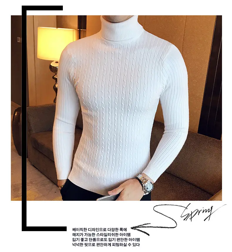 Men Maroon Knitted Turtleneck Sweater Fall Winter — feature 16
