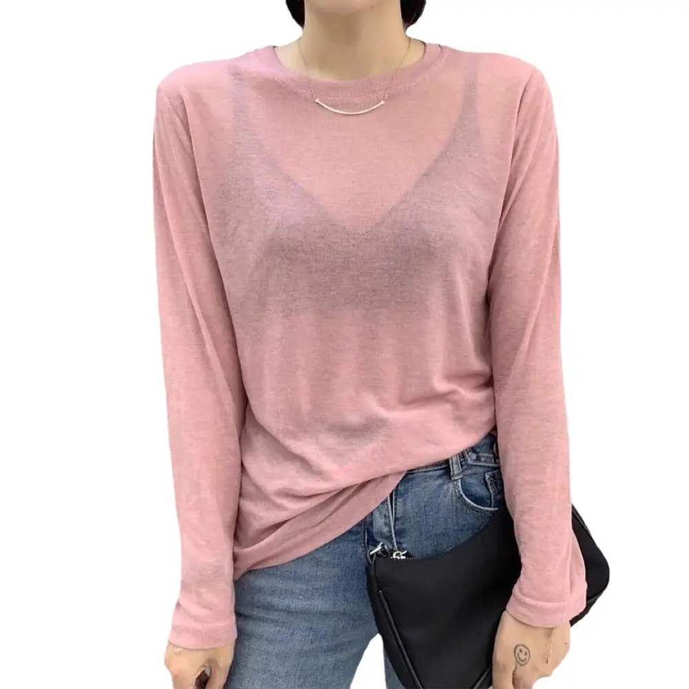 Lyocell Tencel Long Sleeve T-Shirt Women Solid Color