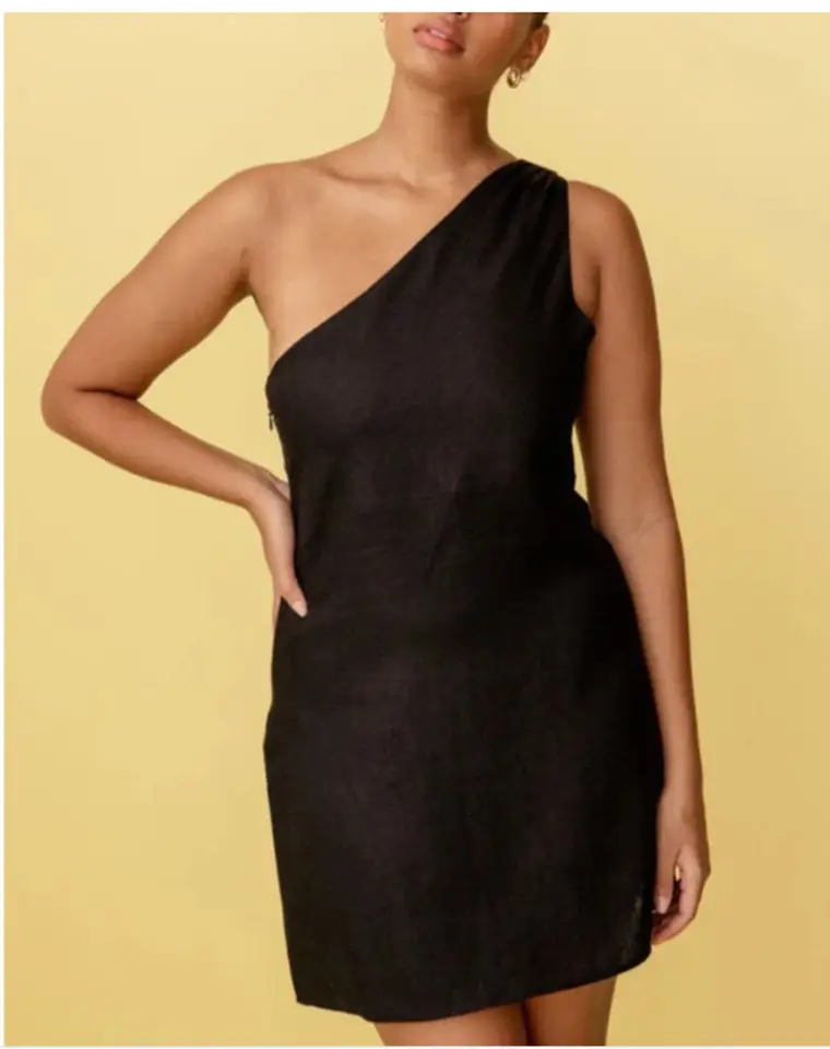 One Shoulder One Piece Dress Blue Slim Fit - Image 6