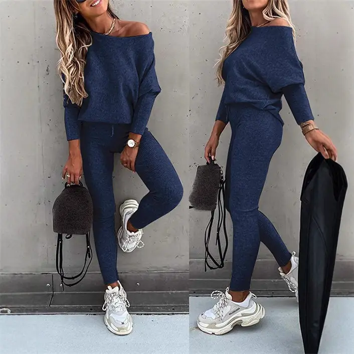Women Casual Lace-Up One-Shoulder Pants Set Brown - Image 11