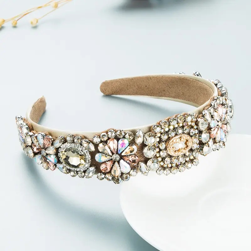 Green Full Diamond Baroque Hair Hoop for Women