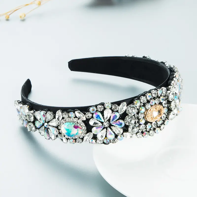 Green Full Diamond Baroque Hair Hoop for Women