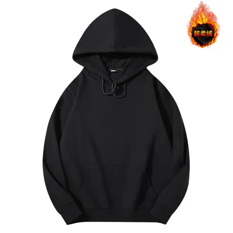 Men's Beige Terry Hooded Pullover Sweater - Image 23