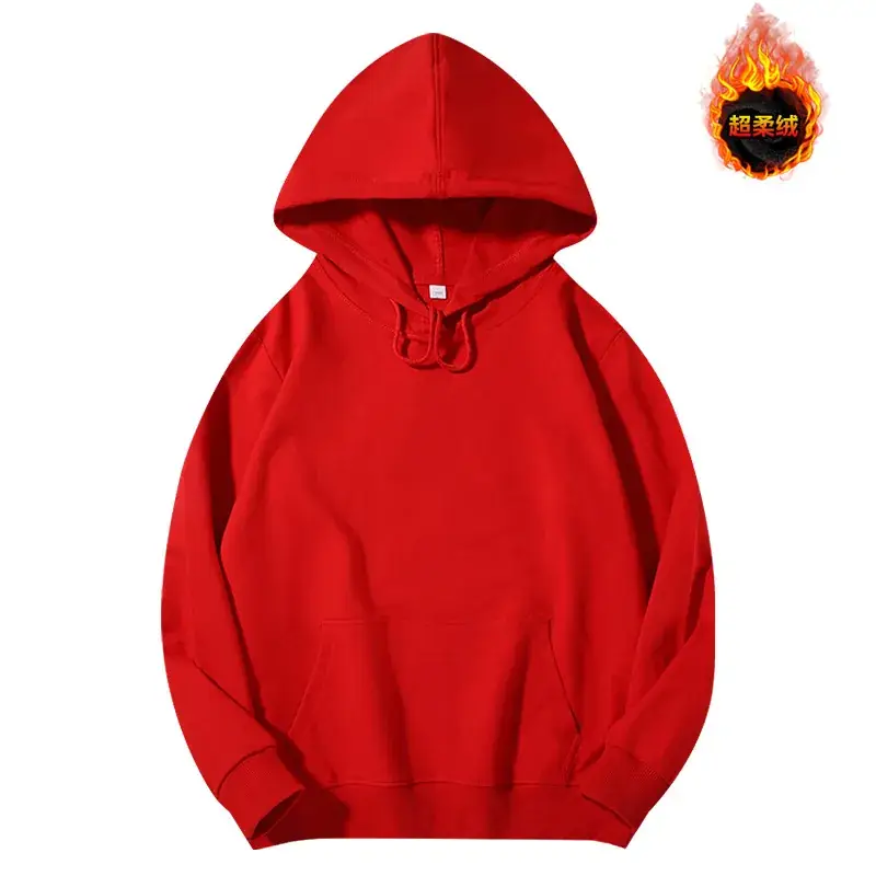 Men's Beige Terry Hooded Pullover Sweater - Image 25