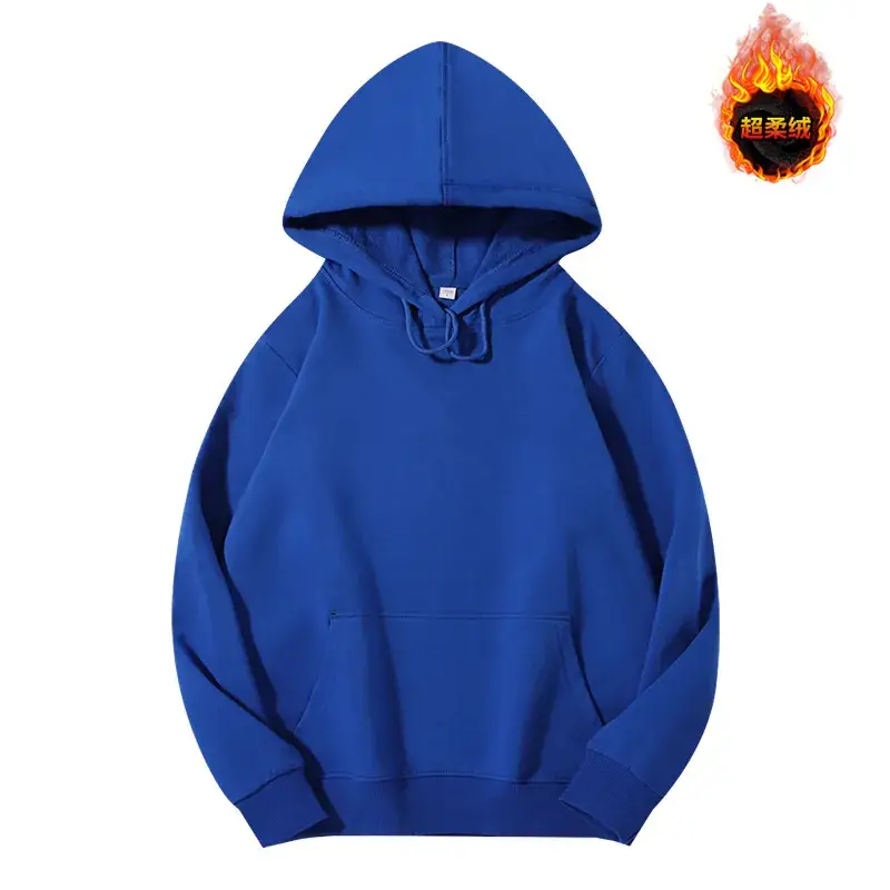 Men's Beige Terry Hooded Pullover Sweater - Image 26