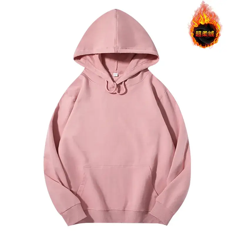 Men's Beige Terry Hooded Pullover Sweater - Image 29