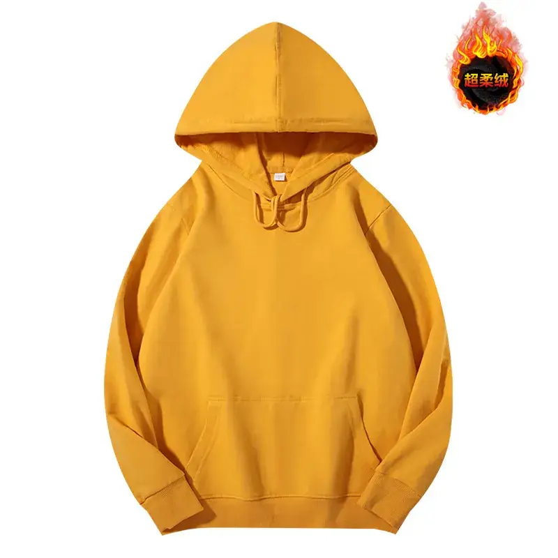 Men's Beige Terry Hooded Pullover Sweater - Image 30