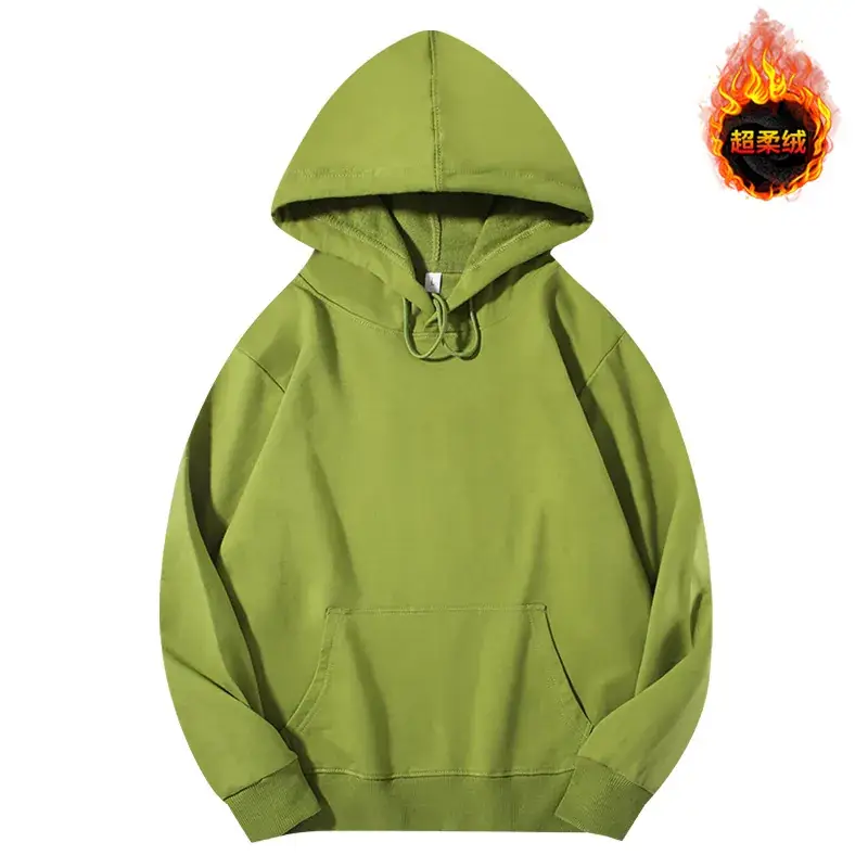 Men's Beige Terry Hooded Pullover Sweater - Image 32