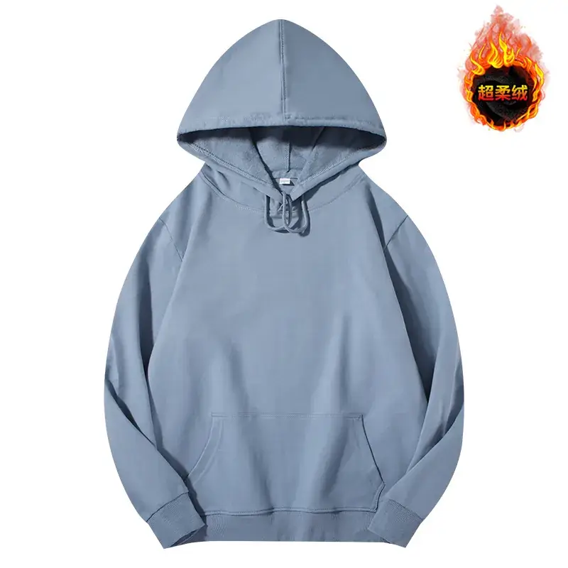 Men's Beige Terry Hooded Pullover Sweater - Image 33