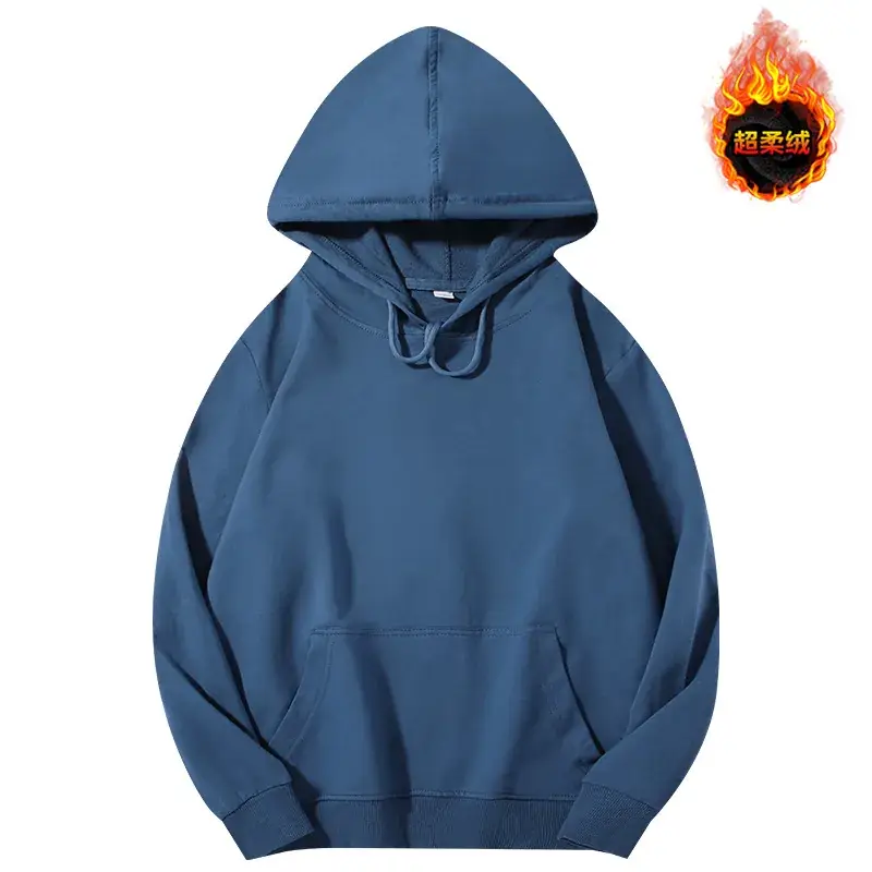 Men's Beige Terry Hooded Pullover Sweater - Image 35