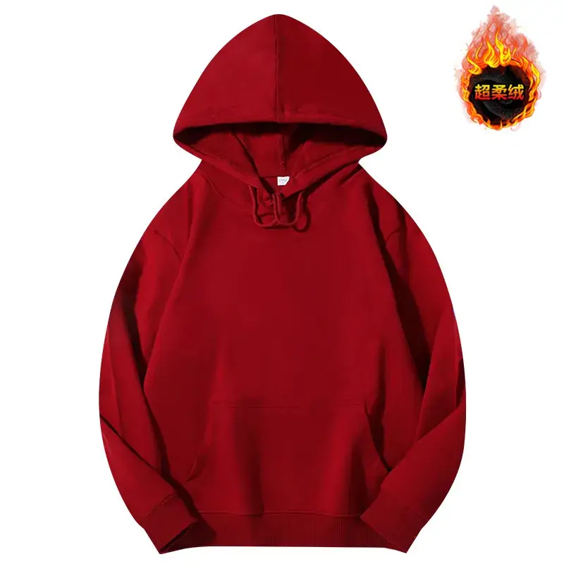 Men's Beige Terry Hooded Pullover Sweater - Image 36