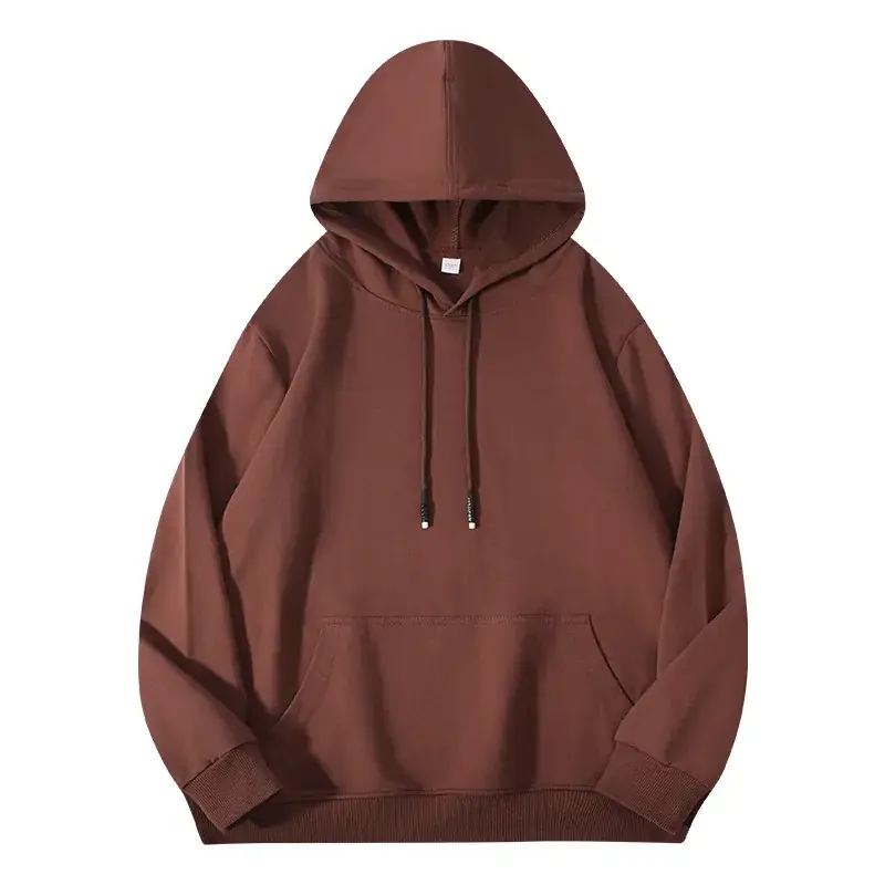 Men's Beige Terry Hooded Pullover Sweater - Image 41