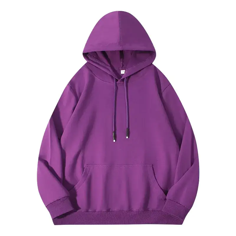 Men's Beige Terry Hooded Pullover Sweater - Image 42