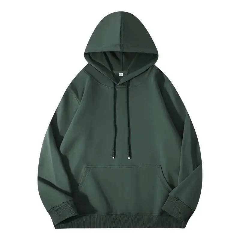 Men's Beige Terry Hooded Pullover Sweater - Image 44
