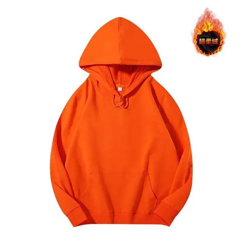Men's Beige Terry Hooded Pullover Sweater - Image 45