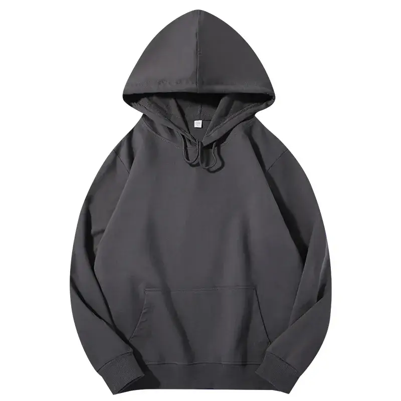 Men's Beige Terry Hooded Pullover Sweater - Image 9
